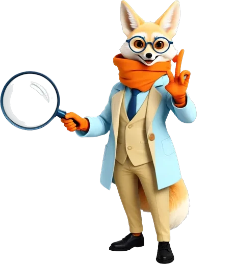 Points of Match: The site's fox in a lab coat, holding a magnifying glass — the figure that stands for reading documents here The site's fox in a lab coat, holding a magnifying glass — the figure that stands for reading documents here